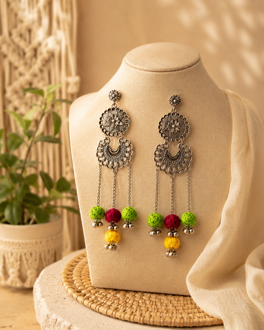 **Handmade Multicolor Oxidised Statement Earrings**