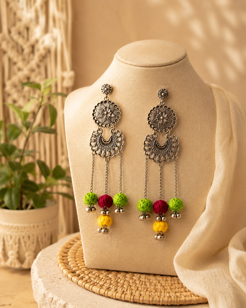 **Handmade Multicolor Oxidised Statement Earrings**