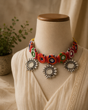 Handmade Mirror Work Oxidised Necklace