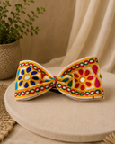 Handmade Embroidered Fabric Bow Hair Clip