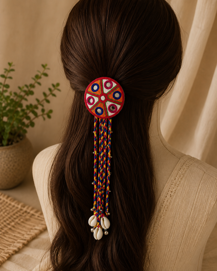 **Handmade Mirror Work Hair Braid Accessory**