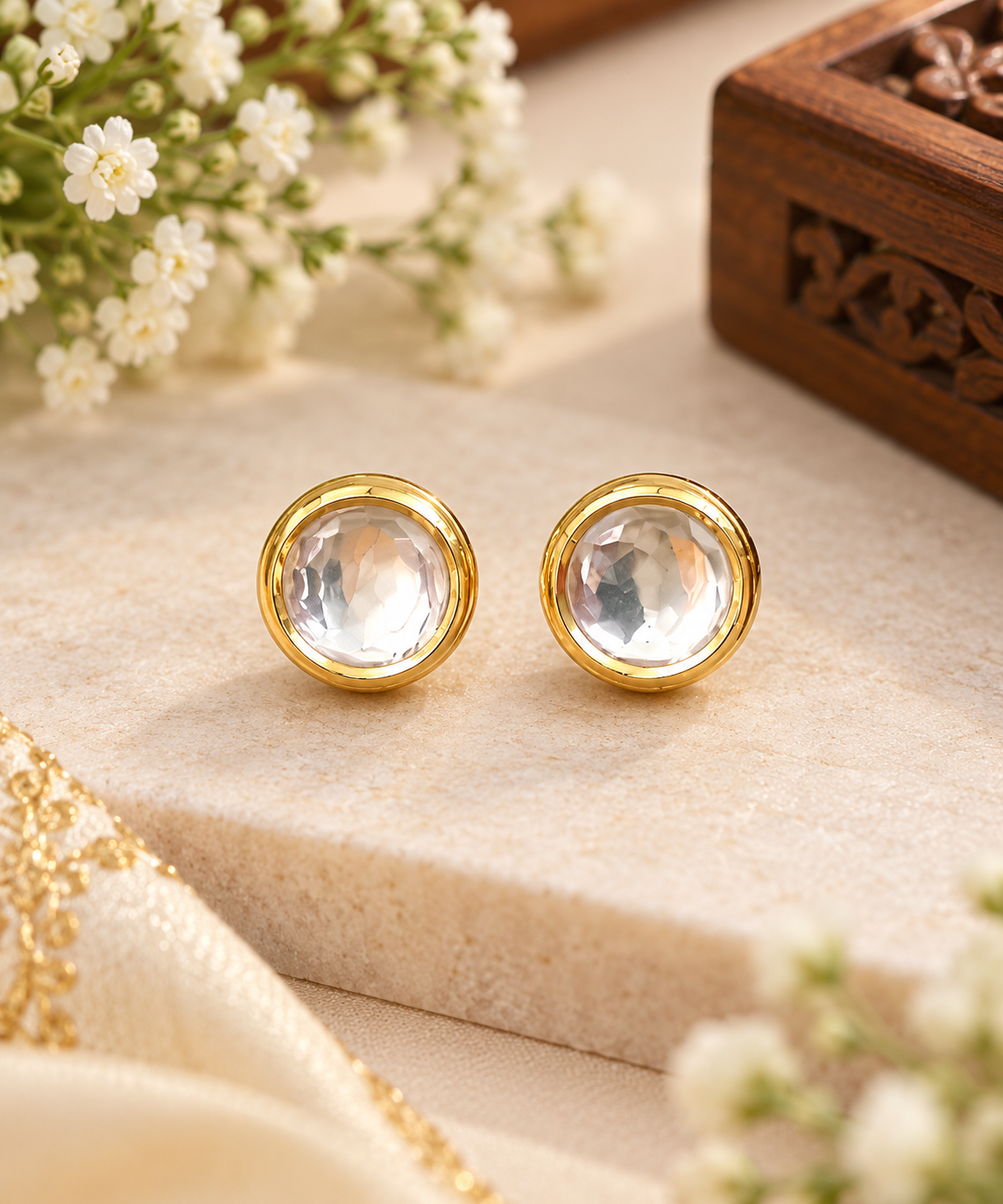 Round Kundan Earrings
