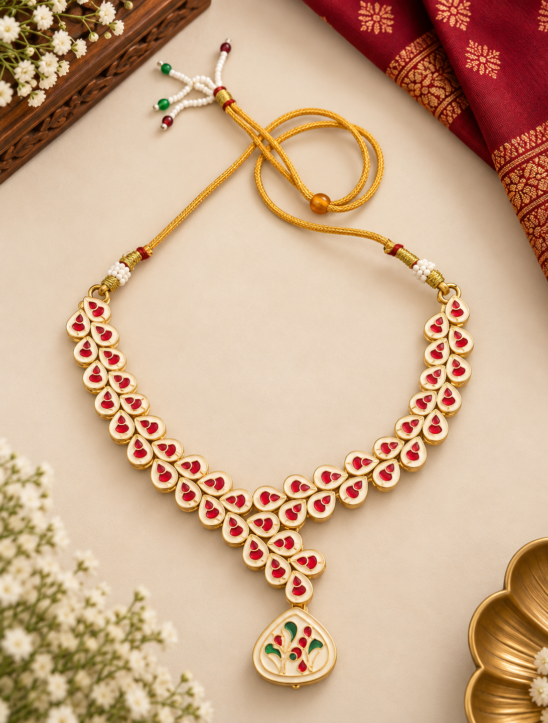 Royal Gulnaar Real Kundan Necklace Set