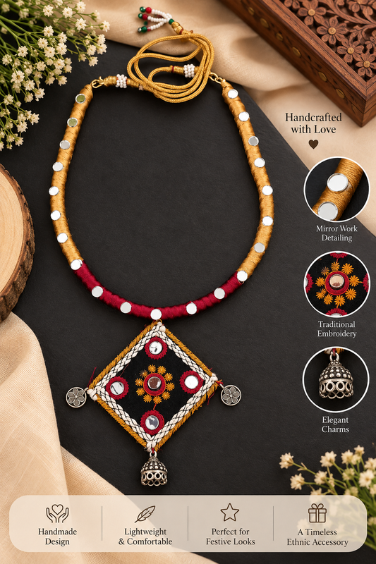 Royal Mirror Work Tribal Necklace – Navratri Collection