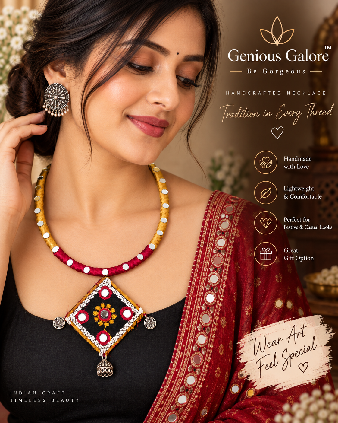 Royal Mirror Work Tribal Necklace – Navratri Collection