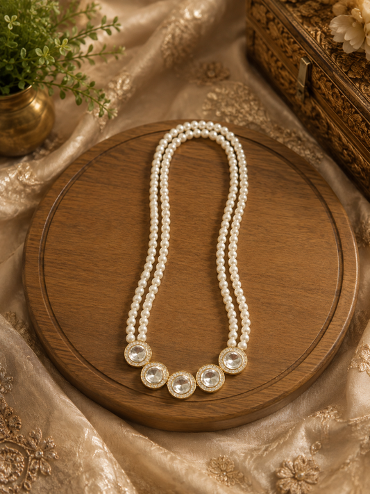 Double Pearl Kundan Necklace