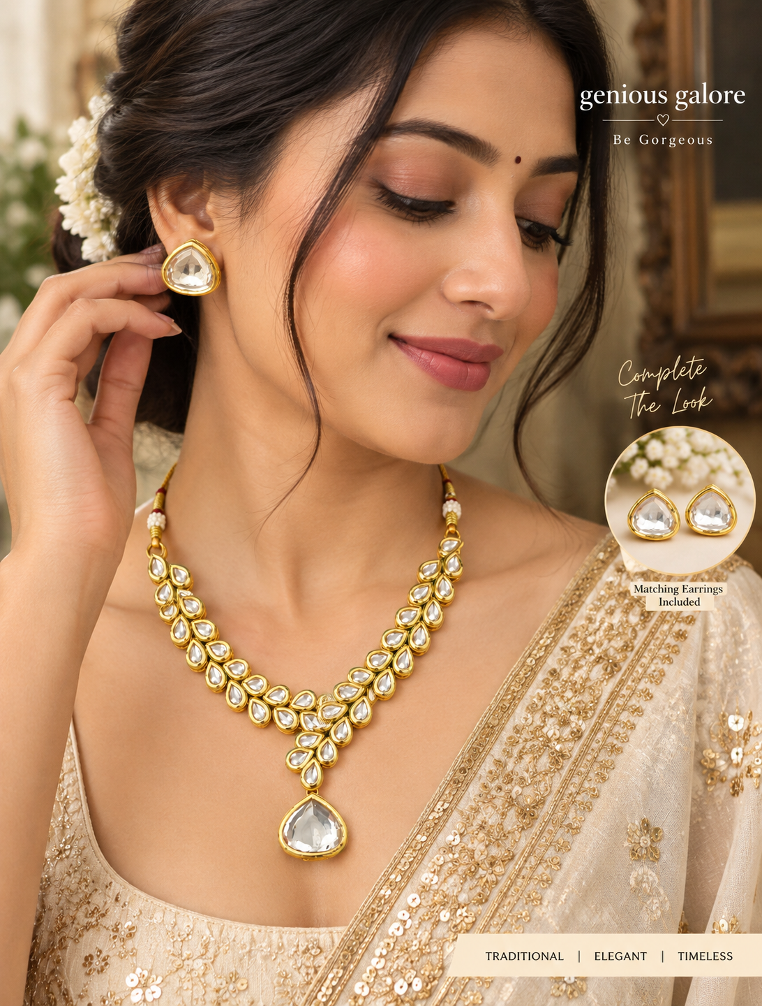 Royal Gulnaar Real Kundan Necklace Set