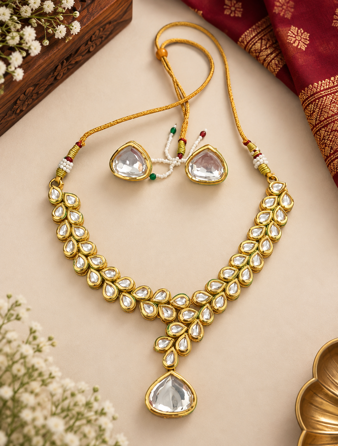 Royal Gulnaar Real Kundan Necklace Set