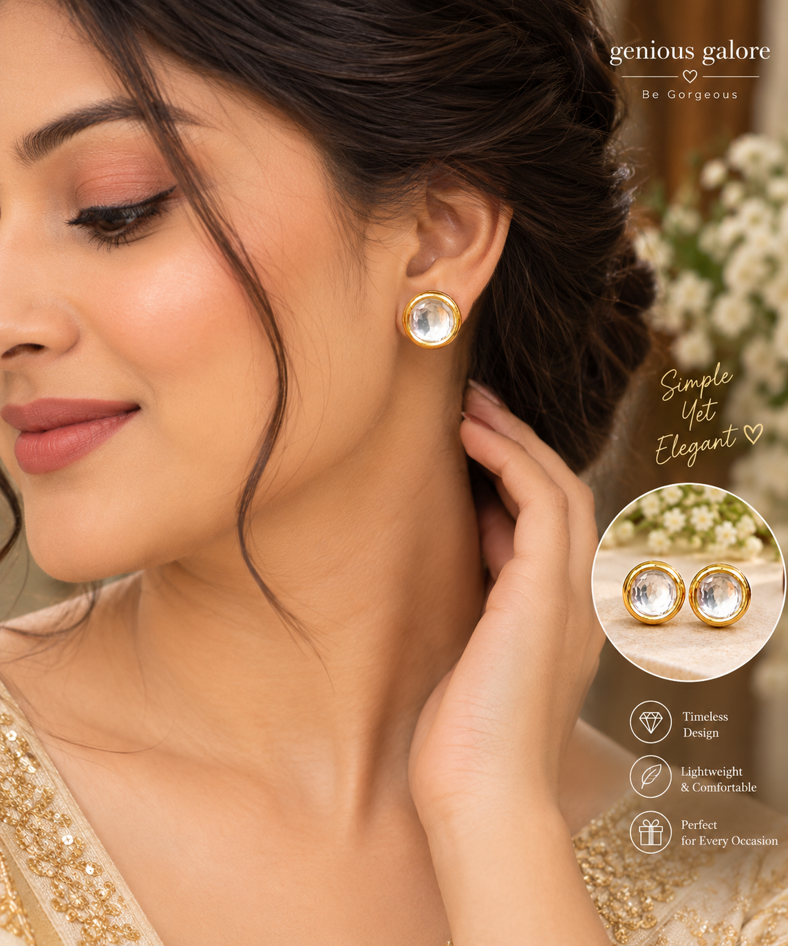 Round Kundan Earrings